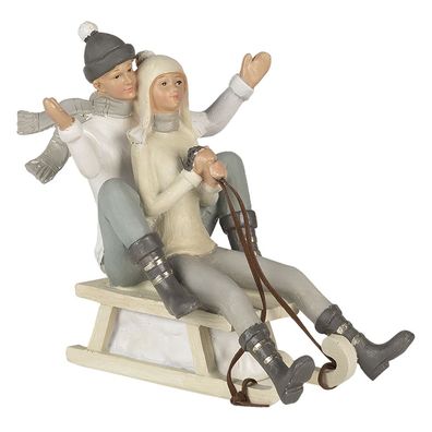 Clayre & Eef Figur Paar 19x14x17 cm Grau Weiß Polyresin (Gr. 19x14x17 cm)