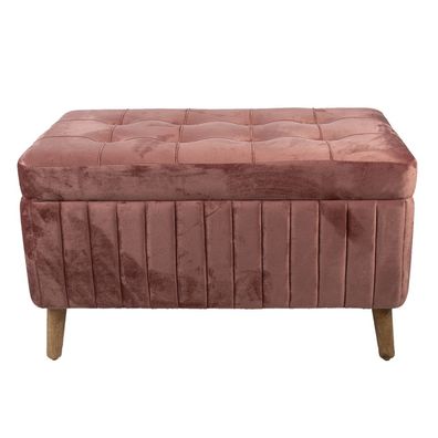 Clayre & Eef Pouf 82x42x49 cm Rosa Holz Textil (Gr. 82x42x49 cm)