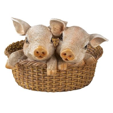 Clayre & Eef Figur Schwein 11x11x16 cm Braun Rosa Polyresin Schwein (Gr. 11x11x16 cm)