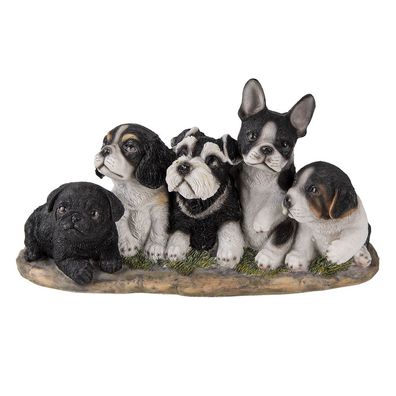 Clayre & Eef Figur Hund 33x12x17 cm Schwarz Weiß Polyresin (Gr. 33x12x17 cm)