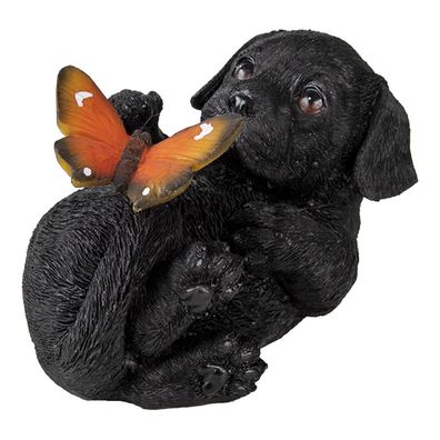 Clayre & Eef Figur Hund 14x9x10 cm Schwarz Polyresin (Gr. 14x9x10 cm)