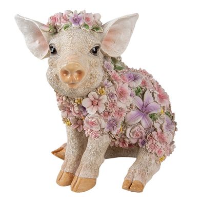 Clayre & Eef Figur Schwein 24x16x23 cm Rosa Polyresin Schwein (Gr. 24x16x23 cm)