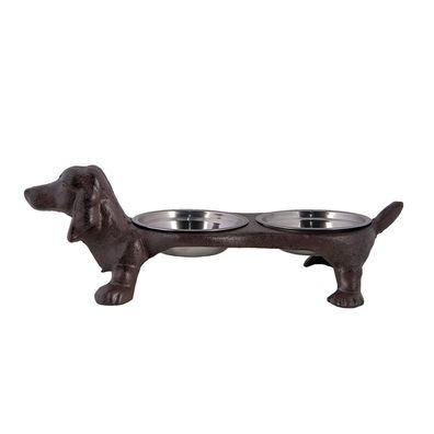 Clayre & Eef Hundenapf Hund 43x20x14 cm Braun Eisen Rechteck