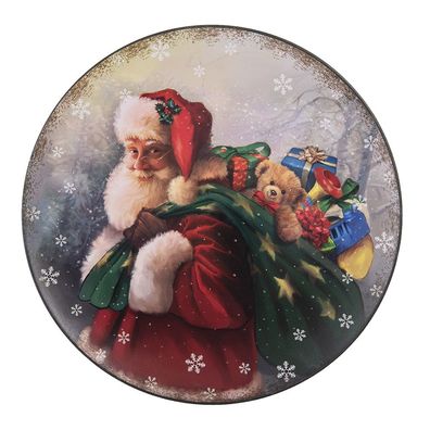 Clayre & Eef Unterteller Ø 33 cm Rot Kunststoff Rund Weihnachtsmann (Gr. Ø 33x1 cm)