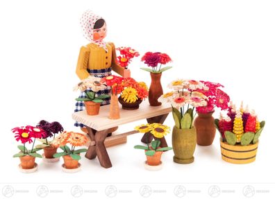 Miniatur Blumenmarkt (9) H=ca 10 cm NEU Erzgebirge Weihnachtsfigur Holzfigur