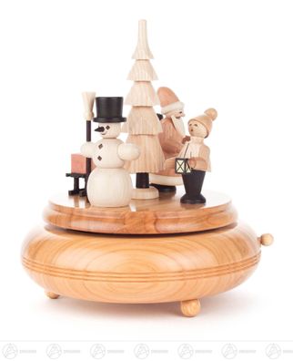 Musikdose mit Schneemann, Weihnachtsmann Schlitten und Kind BxHxT 15cmx17cmx15cm