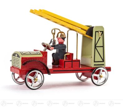 Miniatur Feuerwehr Leiterwagen H=ca 4,5 cm NEU Erzgebirge Weihnachtsfigur