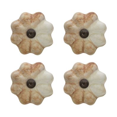 Clayre & Eef Türknauf 4er Set Ø 4 cm Beige Keramik Rund (Gr. (4) Ø 4x3 cm)