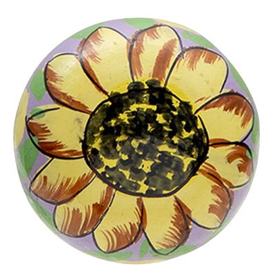 Clayre & Eef Türknauf Ø 4 cm Violett Holz Blume (Gr. Ø 4x4 cm / S3 cm)