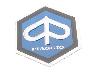 Emblem Piaggio zum Kleben 6-eckig 25x30mm Aluminium für Kaskade für Vespa PX, PE ...