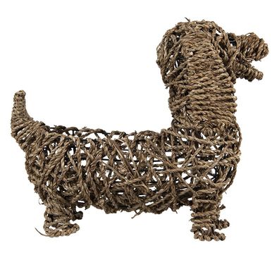 Clayre & Eef Figur Hund 32x17x30 cm Braun Rattan (Gr. 32x17x30 cm)