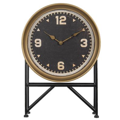 Clayre & Eef Stehende Uhr 35x8x53 cm Schwarz Goldfarbig Eisen Glas