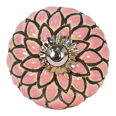 Clayre & Eef Türknauf Ø 3 cm Rosa Keramik Blume (Gr. Ø 3x4 cm / S4 cm)