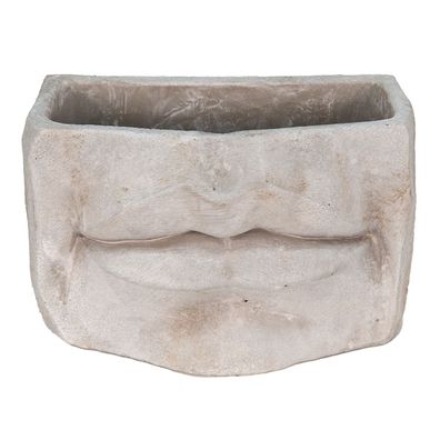 Clayre & Eef Blumentopf Mund 21x13x14 cm Grau Stein (Gr. 21x13x14 cm)