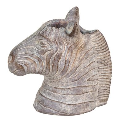 Clayre & Eef Blumentopf Zebra 16x10x15 cm Grau Stein (Gr. 16x10x15 cm)