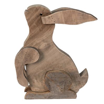 Clayre & Eef Figur Kaninchen 28x11x33 cm Braun Holz (Gr. 28x11x33 cm)