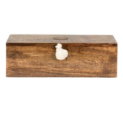 Clayre & Eef Teebox 31x13x10 cm Braun Holz Huhn (Gr. 31x13x10 cm)