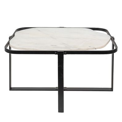 Clayre & Eef Couchtisch 86x68x45 cm Schwarz Weiß Eisen (Gr. 86x68x45 cm)