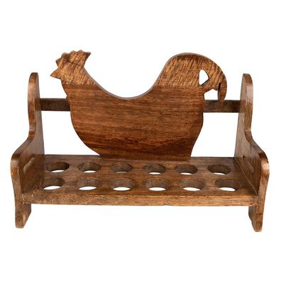 Clayre & Eef Eierhalter 32x13x19 cm Braun Holz Huhn (Gr. 32x13x19 cm)