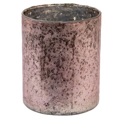 Clayre & Eef Teelichthalter Ø 13x15 cm Rosa Glas Rund (Gr. Ø 13x15 cm)