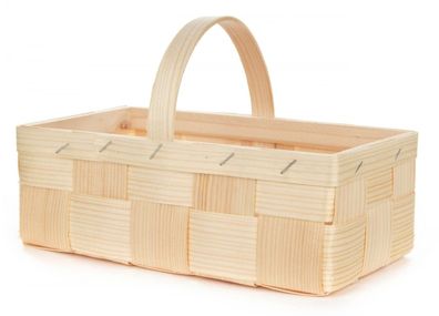 Holzkorb Osterdekoration Spankorb mit Henkel eckig, natur 22x14x7cm NEU Dekokorb