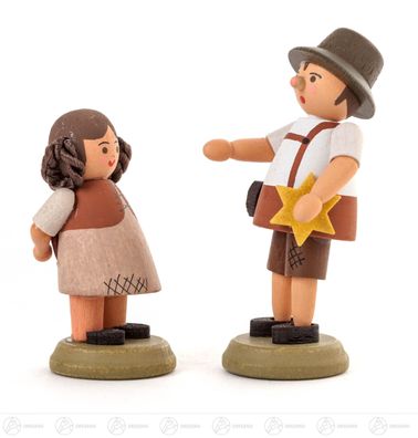 Miniatur Hänsel und Gretel H=ca 5,5 cm NEU Erzgebirge Weihnachtsfigur Holzfigur