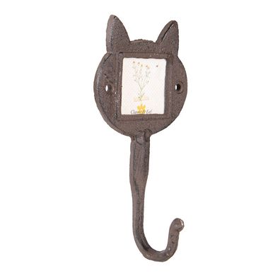 Clayre & Eef Wandhaken Katze 9x5x18 cm Braun Eisen (Gr. 9x5x18 cm / 5x5 cm)