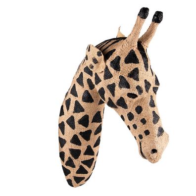 Clayre & Eef Wanddekoration Giraffe 82 cm Braun Schwarz Papier Eisen Textil