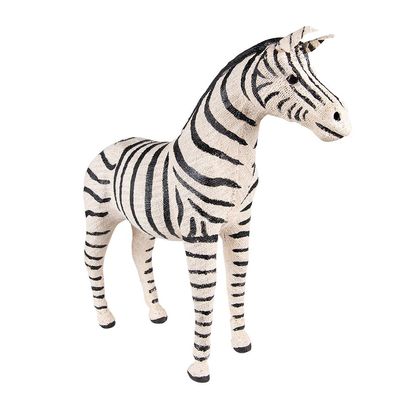 Clayre & Eef Figur Zebra 28 cm Schwarz Weiß Papier Eisen Textil (Gr. 27x10x28 cm)