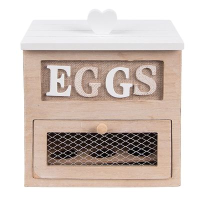 Clayre & Eef Eierhalter 18x9x20 cm Braun Holz Rechteck Eggs (Gr. 18x9x20 cm)