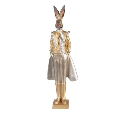 Clayre & Eef Figur Kaninchen 14x10x44 cm Goldfarbig Polyresin (Gr. 14x10x44 cm)