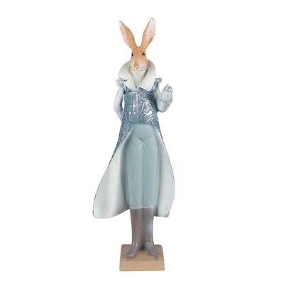 Clayre & Eef Figur Kaninchen 11x8x33 cm Blau Polyresin (Gr. 11x8x33 cm)