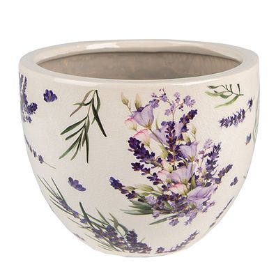 Clayre & Eef Blumentopf Ø 15x11 cm Violett Grün Keramik Lavendel (Gr. Ø 15x11 cm)