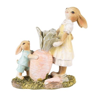 Clayre & Eef Figur Kaninchen 13 cm Braun Gelb Polyresin (Gr. 12x6x13 cm)