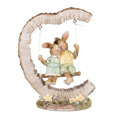 Clayre & Eef Figur Kaninchen 16 cm Braun Grün Polyresin (Gr. 13x7x16 cm)