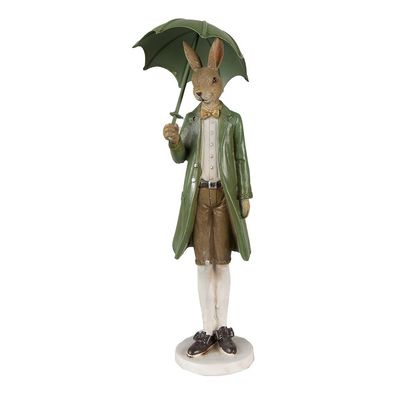 Clayre & Eef Figur Kaninchen 27 cm Grün Braun Polyresin (Gr. 10x9x27 cm)