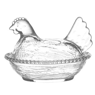 Clayre & Eef Glastopf Huhn 17x13x13 cm Transparant Glas Oval (Gr. 17x13x13 cm)