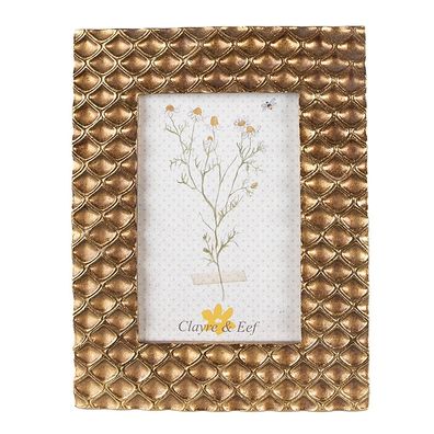 Clayre & Eef Bilderrahmen 10x15 cm Goldfarbig Kunststoff Honigwabe