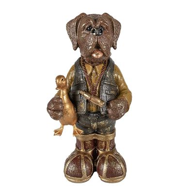 Clayre & Eef Figur Hund 16x14x34 cm Braun Grün Polyresin (Gr. 16x14x34 cm)