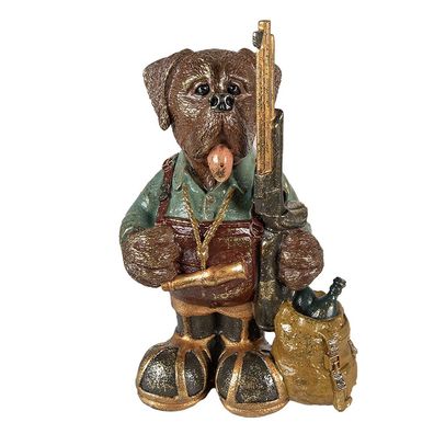 Clayre & Eef Figur Hund 20x13x32 cm Braun Grün Polyresin (Gr. 20x13x32 cm)