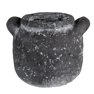 Clayre & Eef Blumentopf 13x11x9 cm Grau Stein (Gr. 13x11x9 cm)