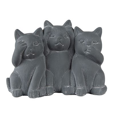 Clayre & Eef Figur Katze 22x10x16 cm Grau Stein (Gr. 22x10x16 cm)