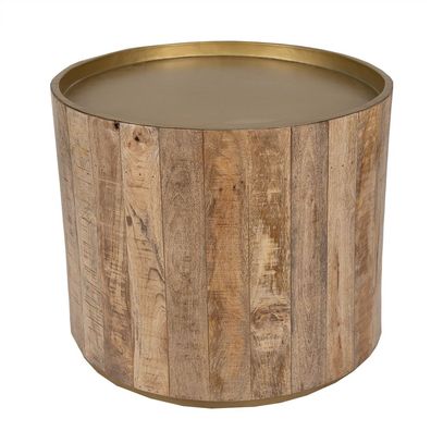 Clayre & Eef Beistelltisch Ø 57x48 cm Braun Holz Eisen Rund (Gr. Ø 57x48 cm)