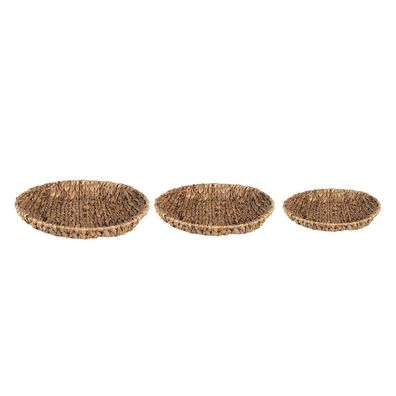 Clayre & Eef Aufbewahrungskorb 3er Set Ø 40 cm Braun Rattan Rund