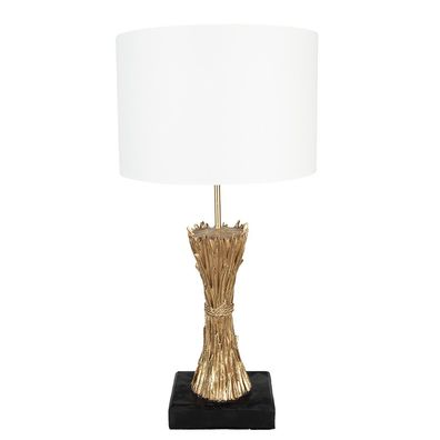 Clayre & Eef Tischlampe Ø 30x60 cm Goldfarbig Kunststoff