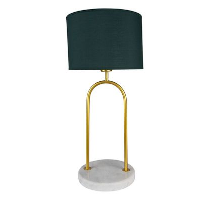 Clayre & Eef Schreibtischlampe Ø 28x62 cm Grün Goldfarbig Eisen Textil