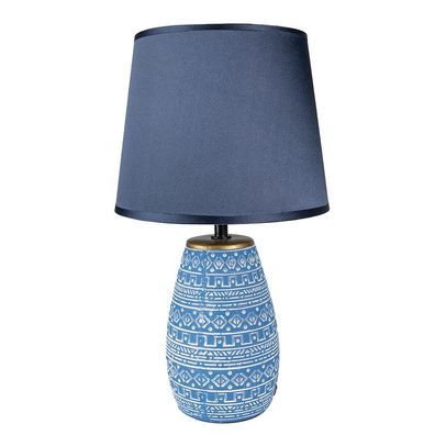 Clayre & Eef Tischlampe Ø 20x35 cm Blau Weiß Keramik Rund