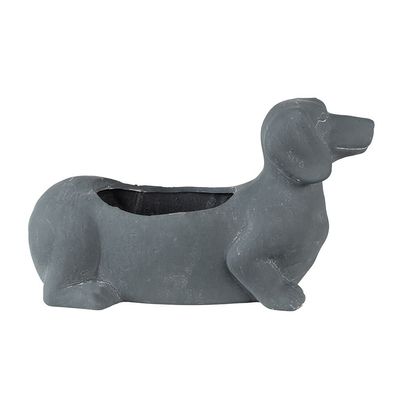 Clayre & Eef Innenblumentopf Hund 30x12x16 cm Grau Stein (Gr. 30x12x16 cm)