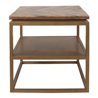 Clayre & Eef Beistelltisch 51x51x49 cm Braun Holz Eisen Quadrat (Gr. 51x51x49 cm)