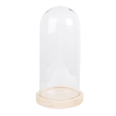 Clayre & Eef Glocke Ø 13x26 cm Braun Holz Glas Rund (Gr. Ø 13x26 cm)